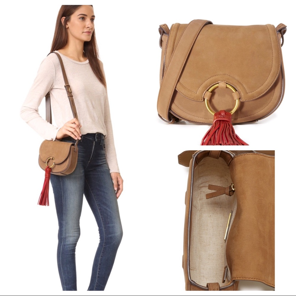 Tory Burch Tassel Mini Leather Saddle Bag